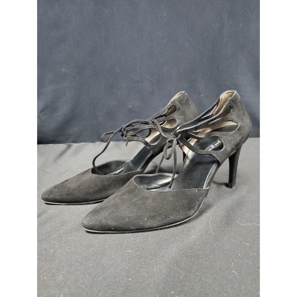 Paul Green Justine Ghillie d'Orsay Pump Heels Shoes Black Suede Lace up Size 7